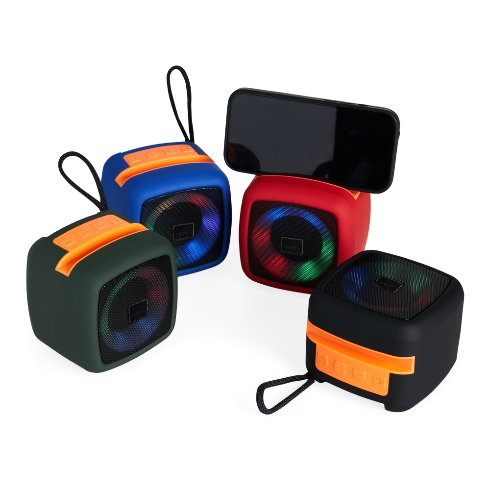 Caixa de Som Multimídia TWS com Luzes RGB e Suporte para Celular